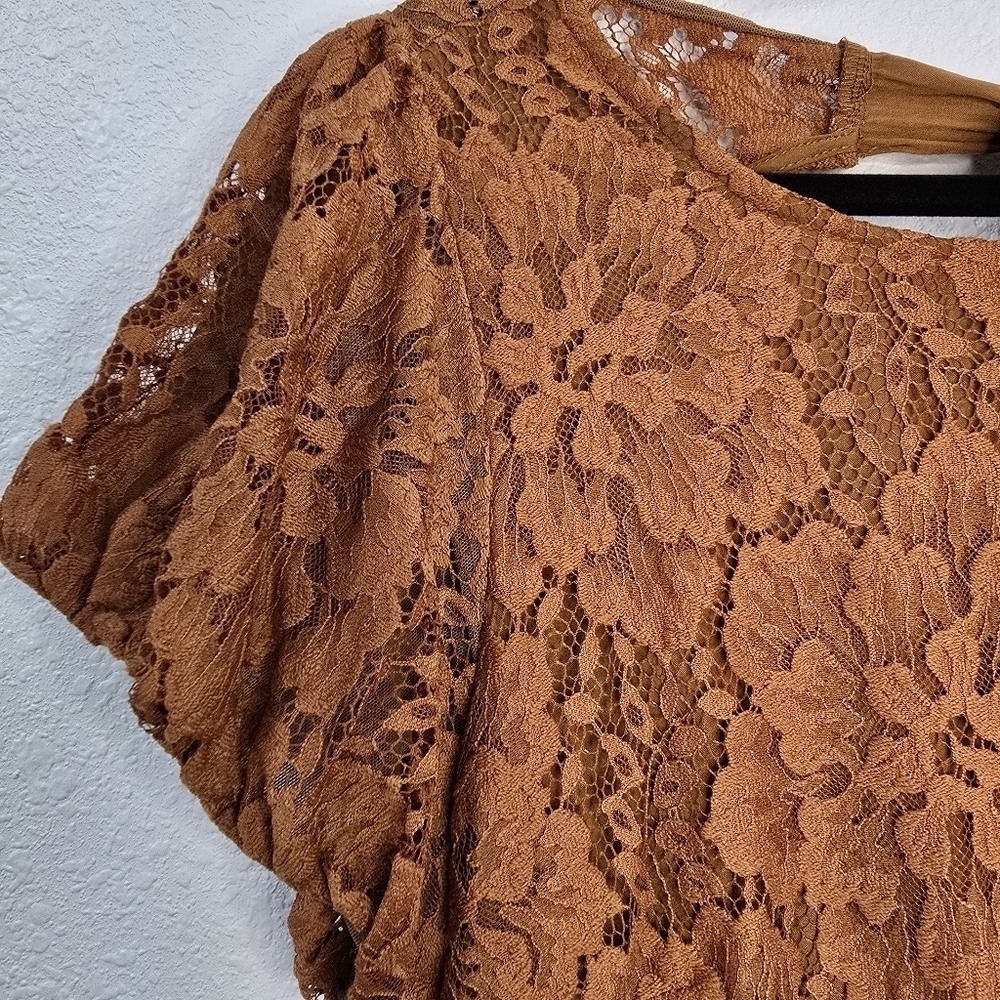 Free People Hailee Lace Mini Dress  Romantic Party Puff Sleeve Open Back Size L - Picture 4 of 16
